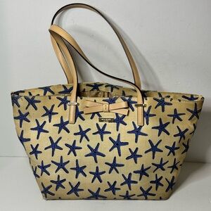 Kate Spade Blue and Tan Starfish Tote